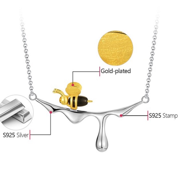 925 Silver Artisan Handmade The Zalyah Bee Necklace - Picture 7 of 9